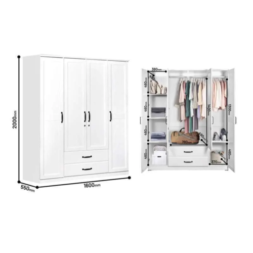 WRL-LV-4D-WHT Wardrobe - White